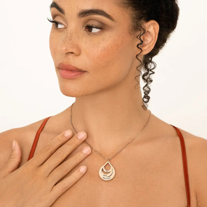3 Teardrop Family Necklace