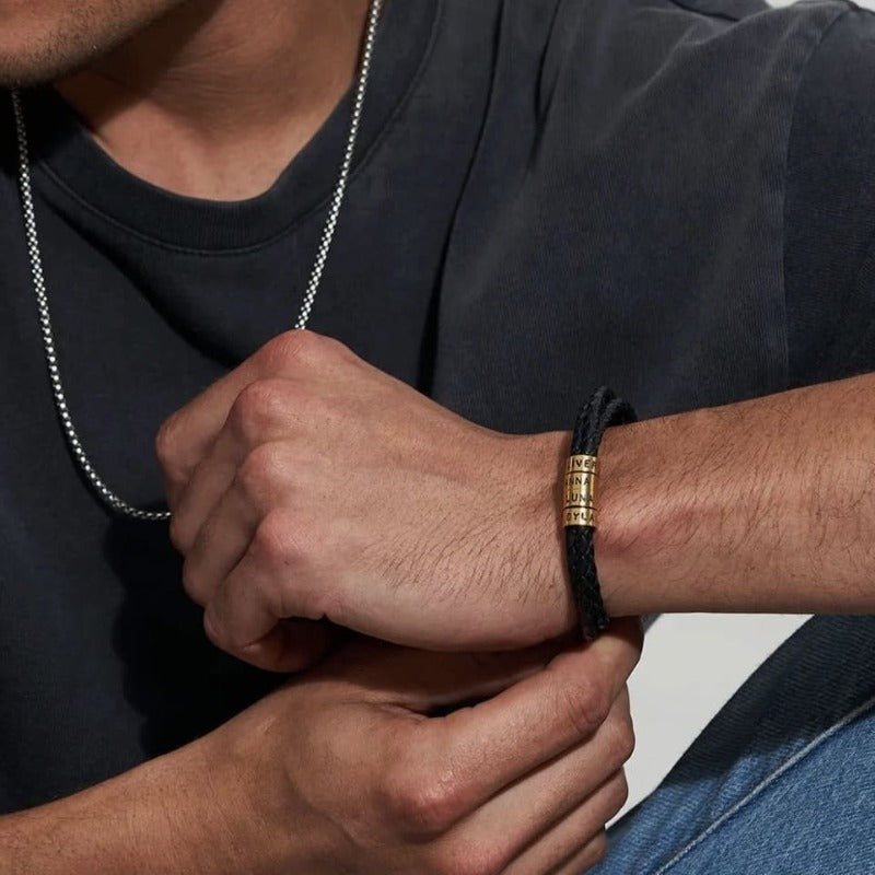 Gevlochten leren armband Navigator